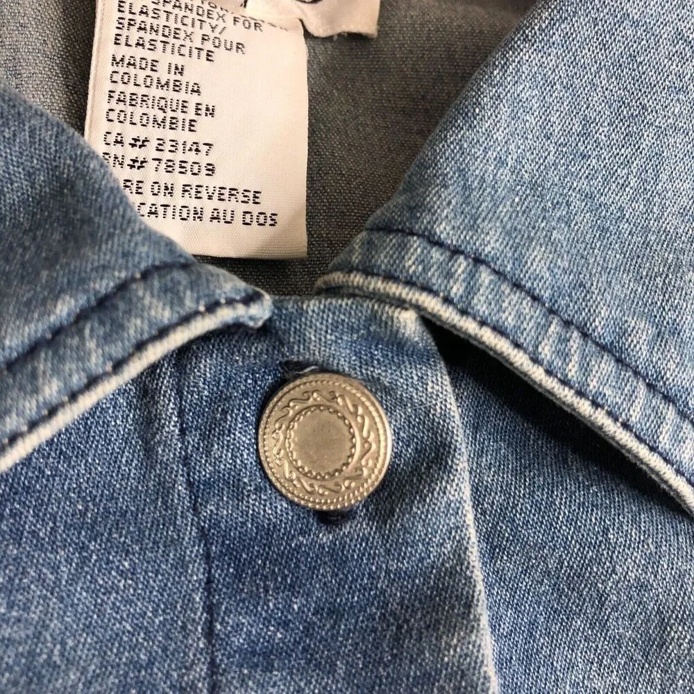 Vintage Talbots Vest Womens Small Blue Denim Button Front Cotton Spandex Pockets - Picture 8 of 15